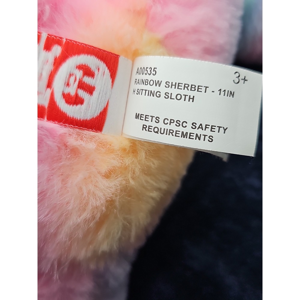 Fiesta Rainbow Sherbet Sloth Plush 11" Stuffed Animal Pastel Soft Toy EUC - Picture 5 of 13